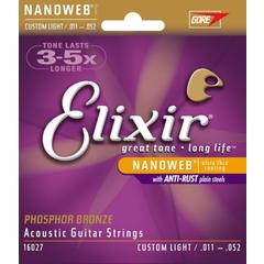ELIXIR 16027 NanoWeb струны для акустической гитары фосфор-бронза 11-52