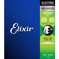 ELIXIR 19002 Optiweb Комплект струн для электрогитары, никелированная сталь, Super light 9-42