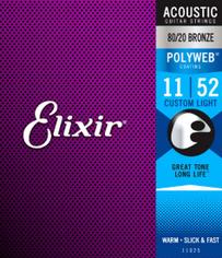 ELIXIR 11025 11-52 PolyWeb  струны для акустической гитары Custom Light 11-52