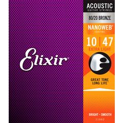 ELIXIR 11002 10-47 NanoWeb  струны для акустической гитары