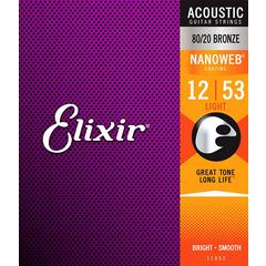 ELIXIR 11052 12-53 NanoWeb Light струны для акустической гитары