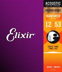 ELIXIR 16052 12-53 NanoWeb Light струны для акустической гитары