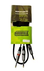 NordFolk NYC275/3M  кабель инсертный Jack stereo <=> 2 x Jack mono, металл разъёмы, 3 м