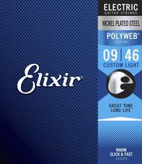 ELIXIR 12025 POLYWEB Комплект струн для электрогитары, никелированная сталь, Custom Light 9-46