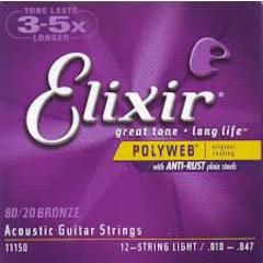 ELIXIR 11150 струны для 12-струнной гитары PolyWeb Light (010-014-023-030-039-047)